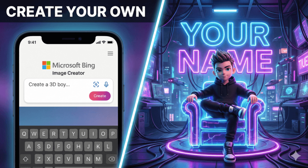 Bing Image Creator: अपने नाम वाली 3D AI Photo कैसे बनाएं? (Viral Prompts 2026)